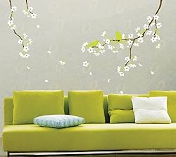 Easy Instant Decoration Wall Sticker Decal - Spring Flowers and Birds