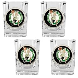 Boston Celtics NBA 4pc Square Shot Glass Set by Great American Products