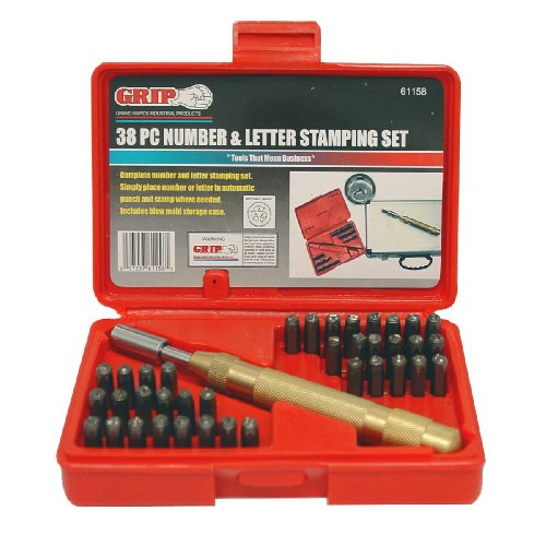 38 piece Automatic Auto Number Letter Center Punch Set metal punches shop