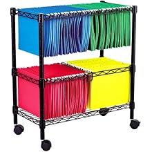 Alera FW601426BL Two-Tier Rolling File Cart, 26w x14d x 30h, Black