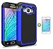 SaveUpMore Hybrid Dual Layer Rubber Bumper Protective Case for Samsung Galaxy J1 Bundle with Screen Protector - Blue
