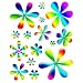 Instant Murals 15 Daisy Flowers Wall Transfer Stickers - Retro Rainbow