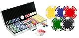 Premium 500 Real Clay No Metal Insert 11.5 gram Texas Holdem Design Poker Chips Set, w/6 Dealer Buttons, 5 Unique Poker Dice & 2 Decks of Cards