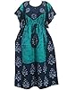 Kaftan Caftans Batik Printed Blue Lounger Wear Womans Dress One Size