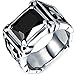Men's Vintage Large Crystal Stainless Steel Dragon Claw Cross Ring Band Gothic Biker Knight Silver Black Size 8