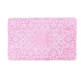 Present Time Set of (4) Vinyl Lace Pattern Kitchen Table Placemats 18"x12" - Pink
