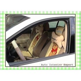 10PCS WINNIE THE POOH UNIVERSAL CAR SUV SEAT COVER SET BEIGE W04