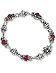 Genuine Sterling Silver 5.4 8 Garnet 7.7 5 Inch Bracelet 29.5 Grams Of Gold
