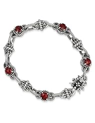 Sterling Silver 5.48garnet 7.75in Bracelet, Best Quality Free Gift Box Satisfaction Guaranteed