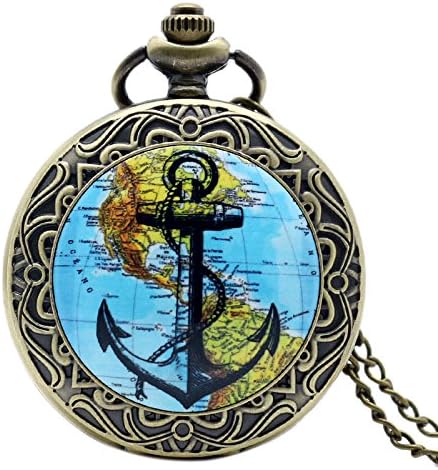 Inspire Jewelry Hot Design Pirate Pendant Watch Sailor Anchor Charm Pendant Pocket Watch Word Map Watch Us Map Quartz Watches Wholesale Price