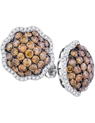 3.37CT-DIA BROWN DIAMOND FLOWER EARRING
