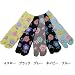 Cool Socks - Set of 6 Women's Japanese Tabi Socks - Assorted Colors with Flowers 1, 22-25cm (Sizes 5 to 8)