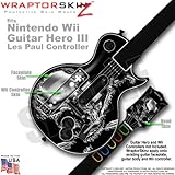 Chrome Skulls on Black Skin by WraptorSkinz TM fits Nintendo Wii Guitar Her ....
