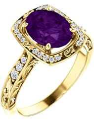 10K Yellow Gold 9.00x7.00mm Oval Cut Chatham Created Alexandrite and Diamond Ring -- LIFETIME WARRANTY