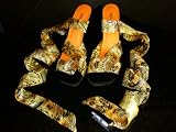 Silk Ankle Wrap Sandal 4 in Guerrero Lacquers in Gold