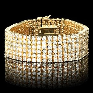 Mens 8 2 Row Hip Hop Gold Plated Cubic