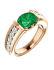 14K Rose Gold 9.00x7.00mm Oval Cut Chatham Created Emerald and Diamond Ring -- LIFETIME WARRANTY