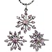 Sparkling Pink Sapphire Cubic Zirconia Snowflake Platinum Overlay Sterling Silver Pendant Necklace and Stud Earrings Set