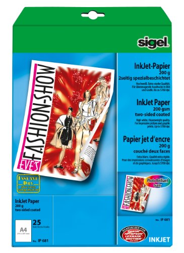 papier Sigel IP681 InkJet Papier, 2seitig spezialbeschichtet, hochweiß, beidseitig bedruckbar, 200 g, A4, 25 BL 51f2cR7GaSL papier