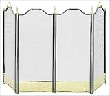 Outdoor Living : UniFlame 4 Fold Polished Brass/Gun Metal Filigree Screen