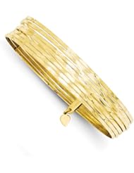14k Yellow Gold 10.5mm D/C Semanario Slip-on Bracelet Bangle. Metal Wt- 18.6g
