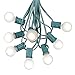 25 Foot G30 Outdoor Patio String Lights with 25 Frosted White White Globe Bulbs – Indoor Outdoor String Lights – Market Bistro Café Hanging String Lights – C7/E12 Base - Green Wire