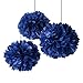 HEARTFEEL 8pcs Big Size Navy Blue Tissue Paper Pom-poms 14inch 12inch Paper Flower Ball Hanging Pom for Wedding Party Outdoor Decoration Wedding Nursery Decorations Bridal Shower Party Room Decor