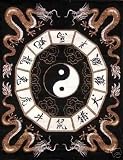 Asian Dragon Yin Yang Polar Fleece Throw Blanket
