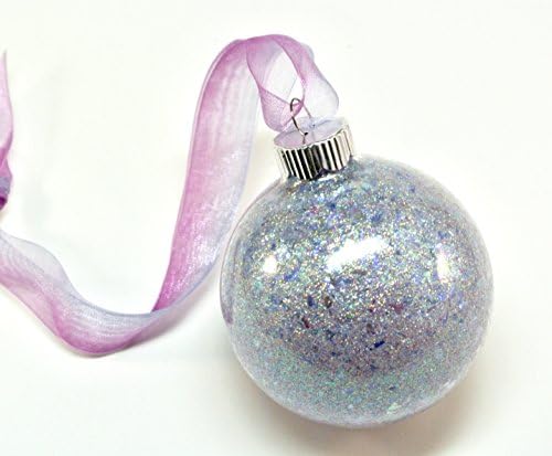 Lavender Glitter Christmas Ornament with Pink and Lilac Ribbon