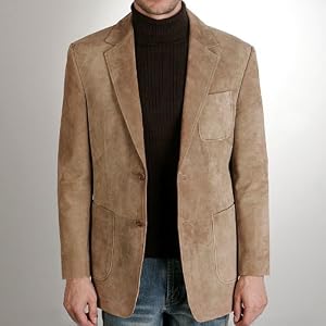 BGSD Men's Two-Button Patch-Pocket Suede Leather Blazer - Regular