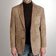 BGSD Men's Two-Button Patch-Pocket Suede Leather Blazer - Brandy Small