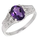 1.1ct Genuine Natural Amethyst Gemstone and Diamond 10k White Gold Ring