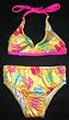 Girls 2 PC Swimsuit Tie Neck - Yellow /Sandals