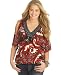 ING Plus Size Top, Cold Shoulder Beaded V-Neck