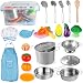 D-FantiX Play Kitchen Accessories, Kids Play Pots and Pans Playset