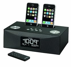 Dual Dock Alrm Clck Radio Charges/plays /universal Adapter