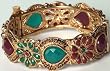Polki Bangle with Faux Emeralds and Rubies - Copper Alloy with Glass