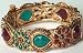 Polki Bangle with Faux Emeralds and Rubies - Copper Alloy with Glass