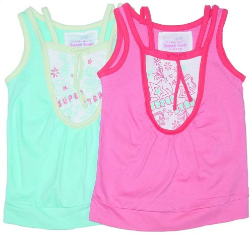 Click here to buy Toddler Girls' Tank Top with Mock Layers and Super Star Screenprint with Silver Charms.
