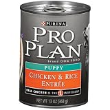 Pro Plan Canned Dog Food, Puppy Classic Chicken and Rice Entrée (Pack of 12 13 Ounce Cans)