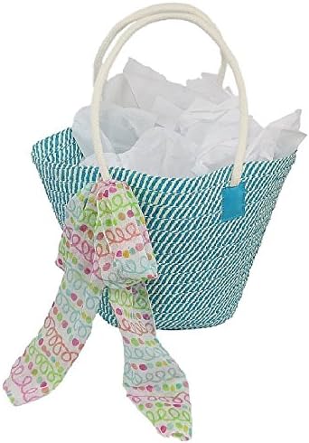 Straw Beach Bag Purse Blue with Pastel Scarf