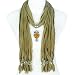 Brown Jewelry Scarf with Owl Pendant, NL-1618A