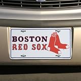 Boston Red Sox White Metal License Plate