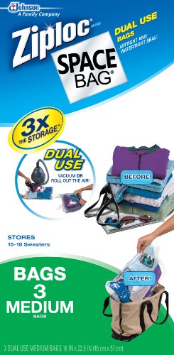 Ziploc Space Bag, Medium Size, 3 Pieces