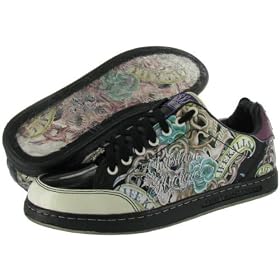 CHRISTIAN AUDIGIER Stact Ed Hardy Mens Shoes Sneakers Skull Crown Leather Black/Off White