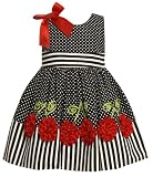 Bonnie Jean Toddler Girls Bonaz Cherries On Woven Dress with Dots and Stripes