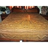 Pashmina Jamavar Indian Wool Bedspread Bedding Couch Throw
