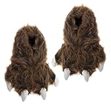 Wishpets Grizzly Bear Paw Slippers w/ White Claws (Brown, Large)
