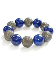 Natural Lapis Sterling Silver 15.3ct Diamond Cord Bracelet Wedding Jewelry
