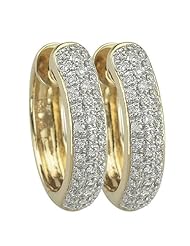 14K Yellow Gold 0.5ct Eternal Circle Micro Pave Set Diamond Mini-Hoop Earrings